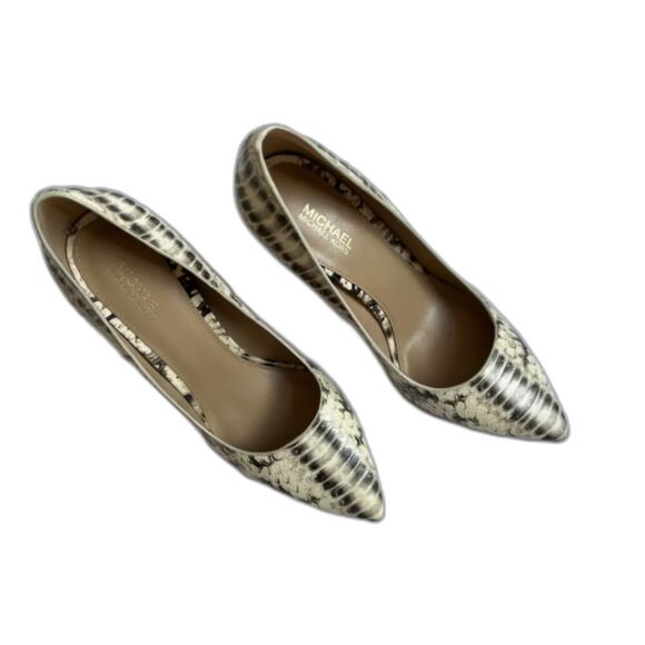 Michael Kors "Dorothy" Snake Embossed Goat Leather Pointed Toe Pumps 3" Heel - Picture 3 of 9